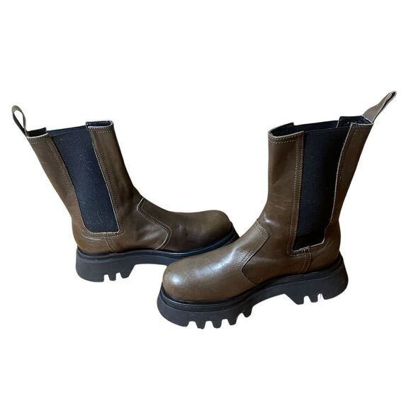 Zara Chelsea Platform Brown High Ankle Boots Sz 40 (9.5)Excellent Preowned Condi - Picture 7 of 7